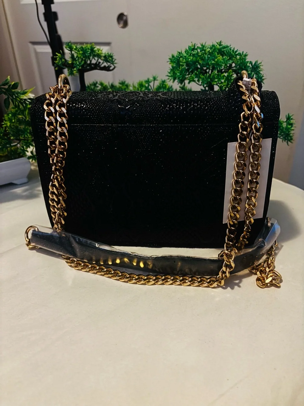Black Chain crossbody Bag with Gold Hardware - Women Bags